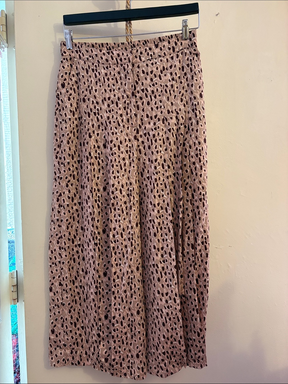 Anthropologie Blush Pink Leopard-Print Straight Leg Pants